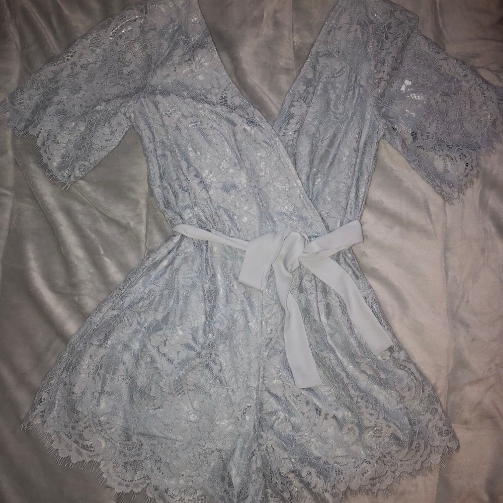 Women’s Light Blue Lace Romper